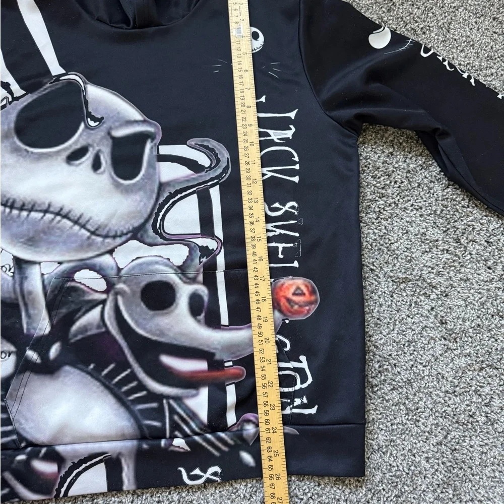 Jack Skellington Men's Hoodie‎ Black White Size Small Nightmare Before Christmas - Picture 8 of 9